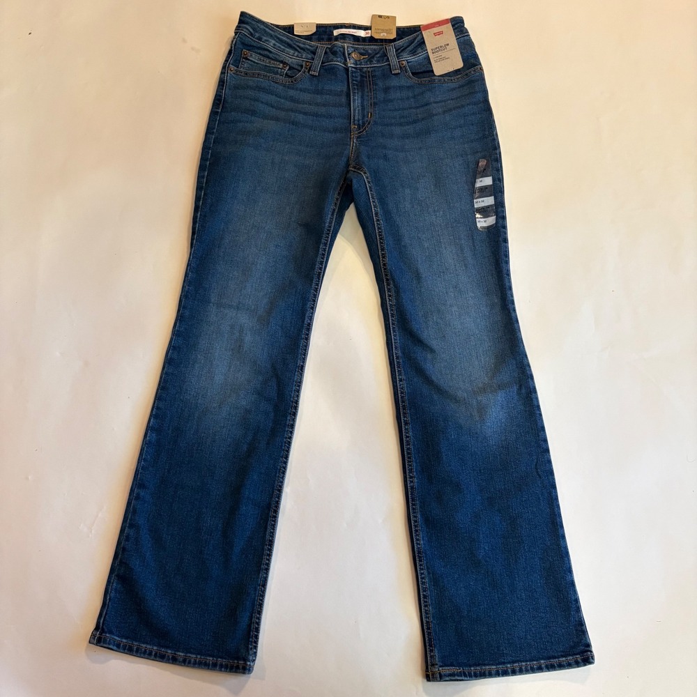 Levis Superlow Bootcut Jeans Womens 30x32 Medium Wash Blue Low Rise Stretch NEW